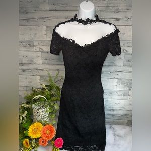 Black off the shoulder dress lace fully lined size 8 but altered to a 4.